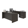 Bestar Prestige + U-Shaped Workstation with One Pedestal, Bark Gray/Slate 99871-000047